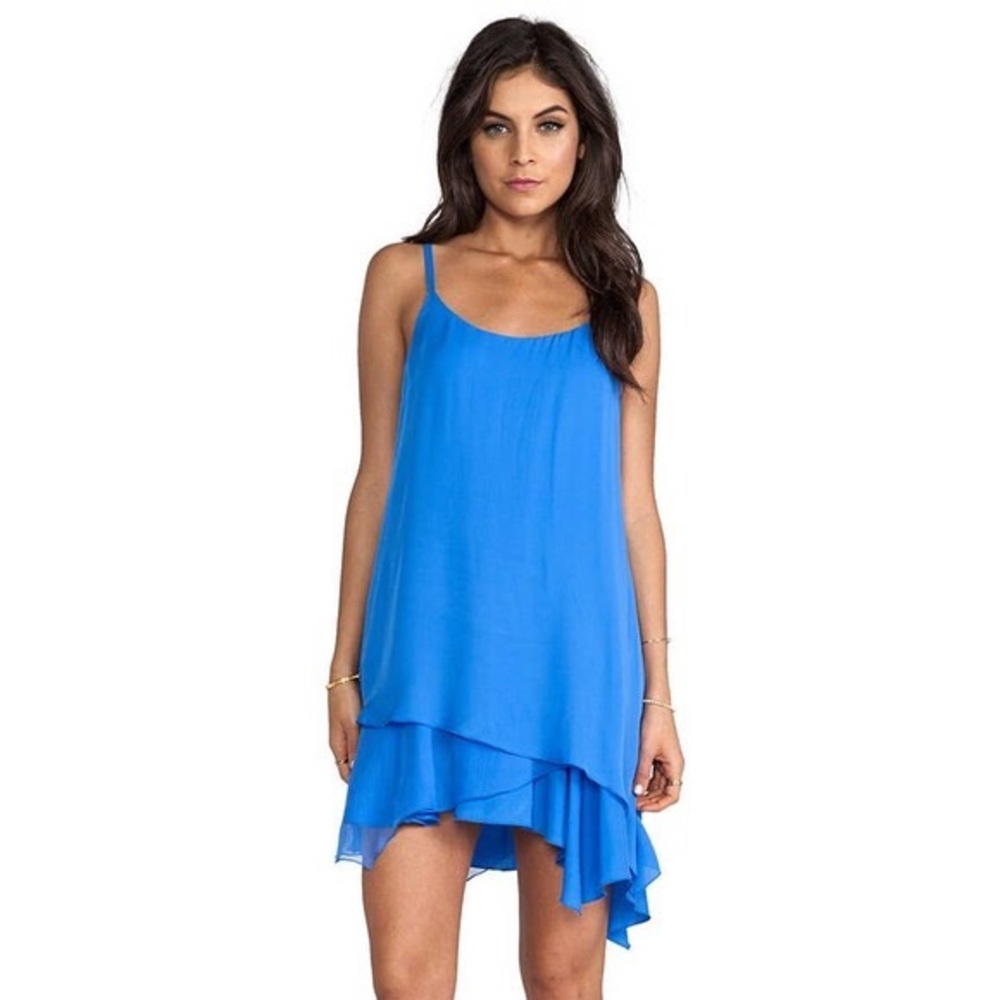 Alice + Olivia Anika Layered Asymmetrical Silk Hem Tank Dress Sz M